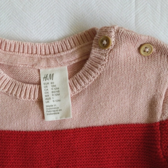 H&M striped multi knit tunic sweater dress 9-12 months baby girl - Picture 2 of 5